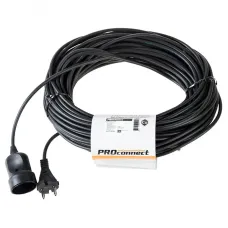 Удлинитель-шнур ПВС 2х0,75, 30м, б/з, 6А, 1300Вт, IP20, черный