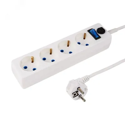 Фильтр сетевой PROconnect STANDARD 4 гнезда, 3 м, 3х0.75 мм, с/з + автовыключателем, белый