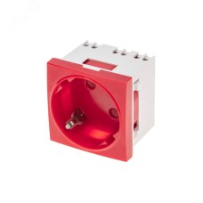 Розетка электрическая 45x45, CEE 7/4, 2K+3, 16A, красная