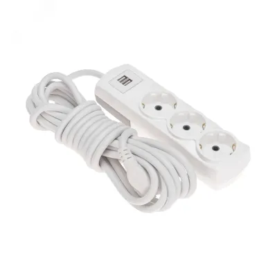 Удлинитель ПРЕМИУМ 3 гнезда, 5 м, 3х1,5 мм2, с/з, 2 USB, белый
