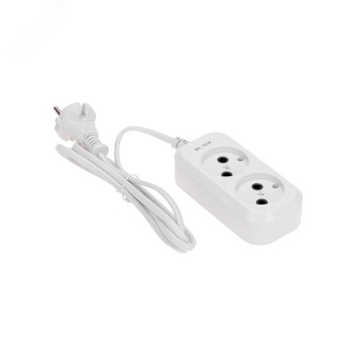 Удлинитель 2 гнезда, 1,5 м, 2х0,75 мм2, б/з, белый