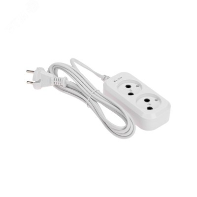 Удлинитель 2 гнезда, 3 м, 2х0,75 мм2, б/з, белый