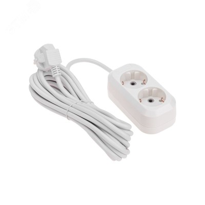 Удлинитель 2 гнезда, 5 м, 3х0,75 мм2, с/з, белый