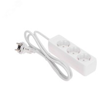 Удлинитель 3 гнезда, 1,5 м, 3х0,75 мм2, с/з, белый
