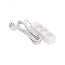 Удлинитель 3 гнезда, 3 м, 3х0,75 мм2, с/з, белый