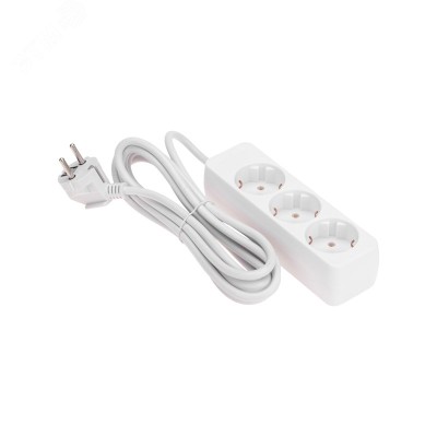 Удлинитель 3 гнезда, 3 м, 3х0,75 мм2, с/з, белый