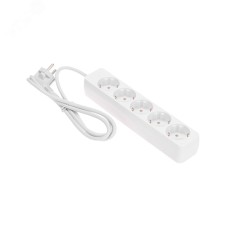 Удлинитель 5 гнезд, 1,5 м, 3х0,75 мм2, с/з, белый