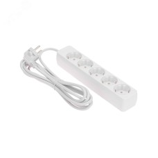 Удлинитель 5 гнезд, 3 м, 3х0,75 мм2, с/з, белый