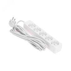 Удлинитель 5 гнезд, 5 м, 3х0,75 мм2, с/з, белый