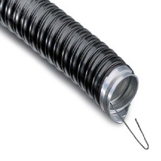 Металлорукав в ПВХ изоляции МРПИнг-25 (РЗ-Ц-ПВХнг), (бухта 50 м/уп) с зондом, черный, REXANT