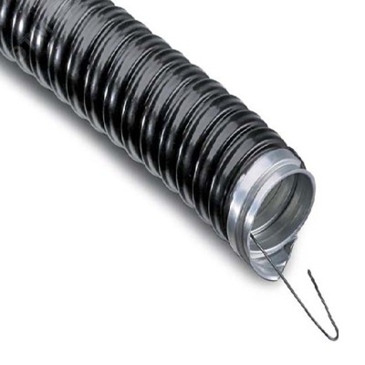 Металлорукав в ПВХ изоляции МРПИнг-25 (РЗ-Ц-ПВХнг), (бухта 50 м/уп) с зондом, черный, REXANT