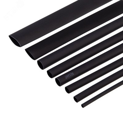 Набор термоусадочных трубок ТУТнг (2:1), черные, 18 шт. по 10 см