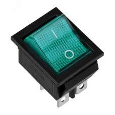 Выключатель клавишный 250V 16А (4с) ON-OFF зеленый с подсветкой (RWB-502, SC-767, IRS-201-1) Индивидуальная упаковка 1 шт