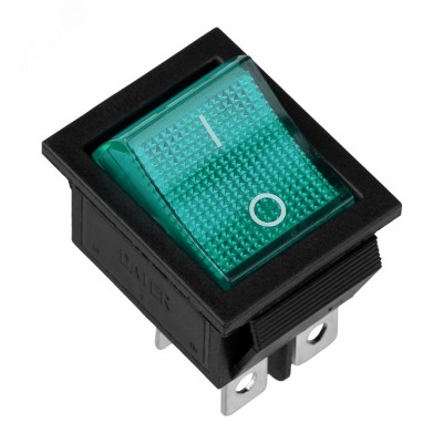 Выключатель клавишный 250V 16А (4с) ON-OFF зеленый с подсветкой (RWB-502, SC-767, IRS-201-1) Индивидуальная упаковка 1 шт