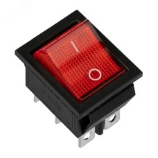Выключатель клавишный 250V 15А (6с) ON-ON красный с подсветкой (RWB-506, SC-767) Индивидуальная упаковка 1 шт