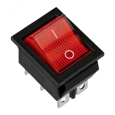 Выключатель клавишный 250V 15А (6с) ON-ON красный с подсветкой (RWB-506, SC-767) Индивидуальная упаковка 1 шт