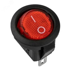 Выключатель клавишный круглый 250V 3А (3с) ON-OFF красный с подсветкой Micro (RWB-106, SC-214) Индивидуальная упаковка 1 шт
