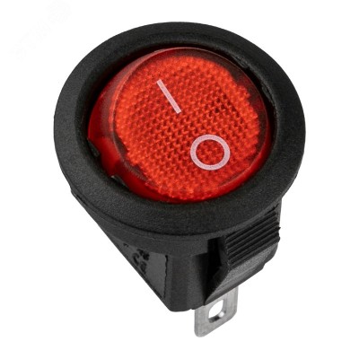 Выключатель клавишный круглый 250V 3А (3с) ON-OFF красный с подсветкой Micro (RWB-106, SC-214) Индивидуальная упаковка 1 шт