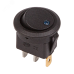 Выключатель клавишный круглый 12V 16А (3с) ON-OFF черный с синей подсветкой Выключатель клавишный круглый 12V 16А (3с) ON-OFF черный с синей подсветкой