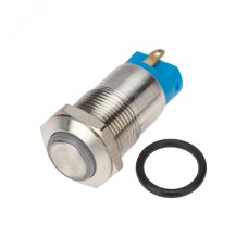 Кнопка антивандальная 12 12В Б/Фикс (4c) OFF-(ON) синяя