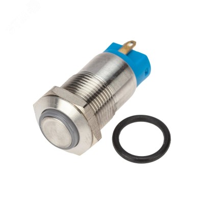 Кнопка антивандальная 12 12В Б/Фикс (4c) OFF-(ON) синяя