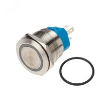 Кнопка антивандальная d22 250В Б/Фикс (6с) (ON)-OFF/(OFF)-ON подсв/зеленая