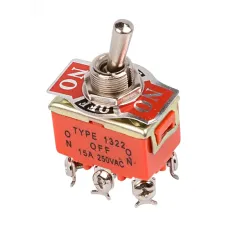 Тумблер 250В 15А (6c) вкл-выкл-вкл двухполюсный (KN-203)