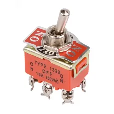 Тумблер 250В 15А (6c) вкл-выкл-вкл двухполюсный (KN-203)