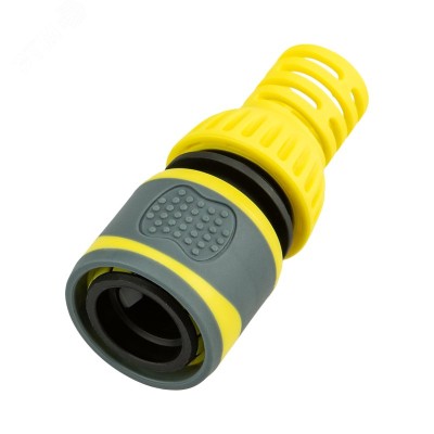 "Коннектор для шланга, быстросъемный 1/2"" с термопластичной резиной и защитой от перегибов Профи"