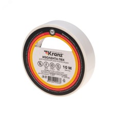Изолента ПВХ KRANZ 0.13х15 мм, 10 м, белая 10шт