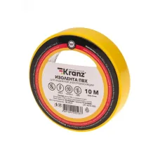 Изолента ПВХ KRANZ 0.13х15 мм, 10 м, желтая 10шт