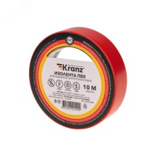 Изолента ПВХ KRANZ 0.13х15 мм, 10 м, красная 10шт