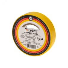 Изолента ПВХ KRANZ 0.13х19 мм, 25 м, желтая