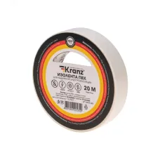 Изолента ПВХ KRANZ 0.13х15 мм, 20 м, белая 10шт
