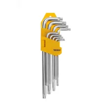Набор ключей имбусовых антивандальный Torx ТТ10-ТТ50, закаленные, удлиненные, никель, 9 шт