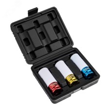 Набор шестигранных ударных удлиненных торцевых головок для колесных дисков 1/2' (17, 19, 21 мм)