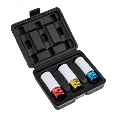 Набор шестигранных ударных удлиненных торцевых головок для колесных дисков 1/2' (17, 19, 21 мм)