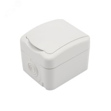 Розетка одноместная (керамика) Mini OG IP54, с заземлением, о/у, белая