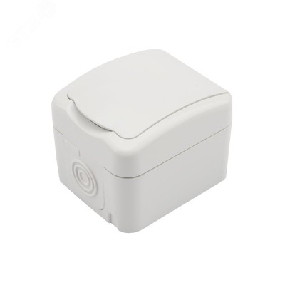 Розетка одноместная (керамика) Mini OG IP54, с заземлением, о/у, белая