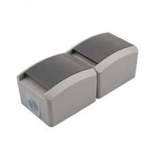 Блок вертикальный 2 розетки INDUSTRIAL IP54 с заземлением, о/у, серый