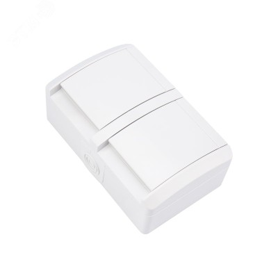 Блок горизонтальный 2 розетки INDUSTRIAL IP54 с заземлением, о/у, белый