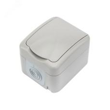 Розетка одноместная Mini OG IP54, с заземлением, о/у, серая