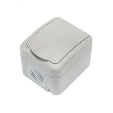 Розетка одноместная мини IP54, с заземлением, о/у, серая