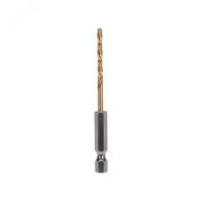 Сверло по металлу, 3 мм, Р6М5, ТИТАН, шестигранный хвостовик (1 шт. в упаковке) DIN 338