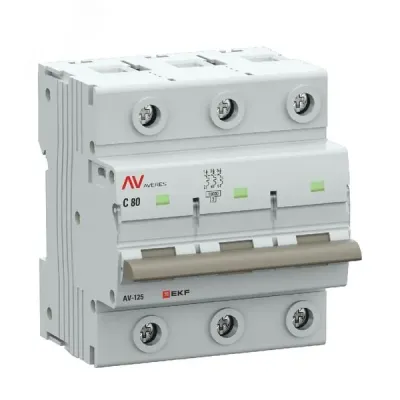 Выключатель автоматический AV-125 3P 80A (D) 10kA AVERES