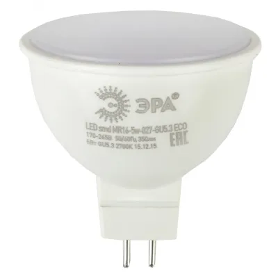 Лампочка светодиодная ЭРА RED LINE LED MR16-5W-827-GU5.3 R GU5.3 5 Вт софит теплый белый свет