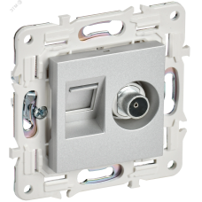 SKANDY Розетка двойная TV+RJ45 кат.5E SK-A14S серебряный IEK
