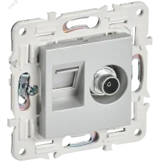 SKANDY Розетка двойная TV+RJ45 кат.5E SK-A14S серебряный IEK
