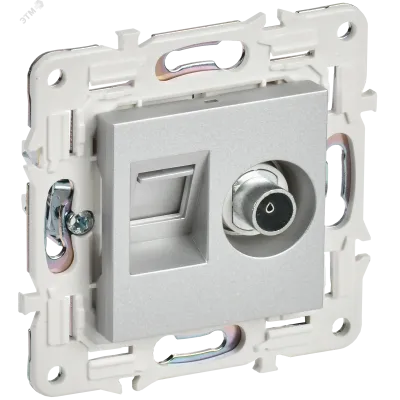 SKANDY Розетка двойная TV+RJ45 кат.5E SK-A14S серебряный IEK