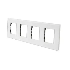 Рамка стеклянная 4 поста белая (299х86мм)